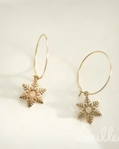 Boucles d’oreilles flocon de neige dorées ❄️