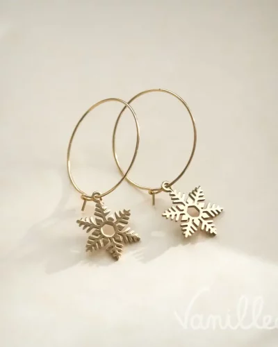 Boucles d’oreilles flocon de neige dorées ❄️