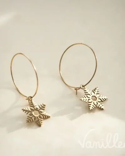 Boucles d’oreilles flocon de neige dorées ❄️