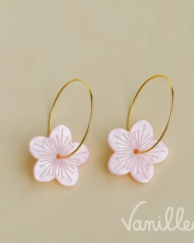 🌸 FIONA – Boucles fleur rose