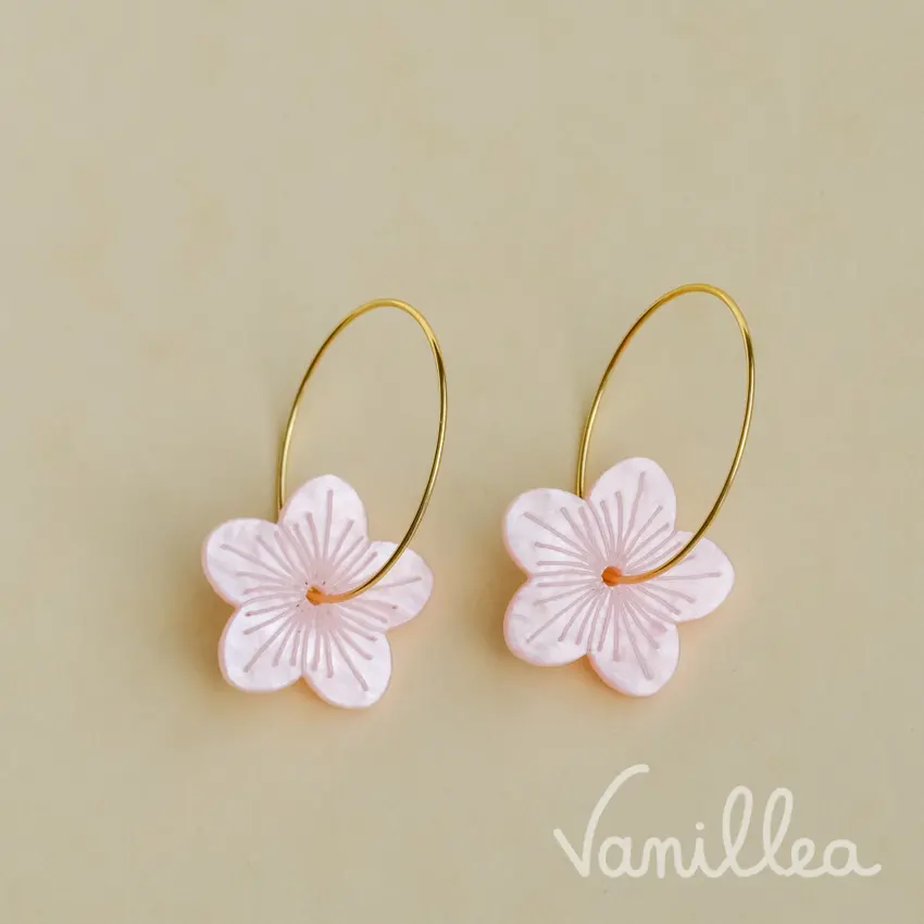 Boucles d'oreilles fleur rose légères FIONA