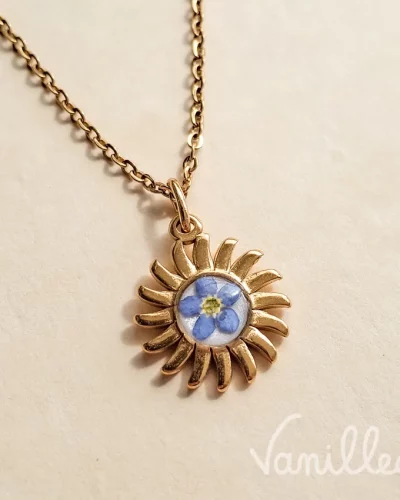 ☀️ Collier Myosotis Soleil doré