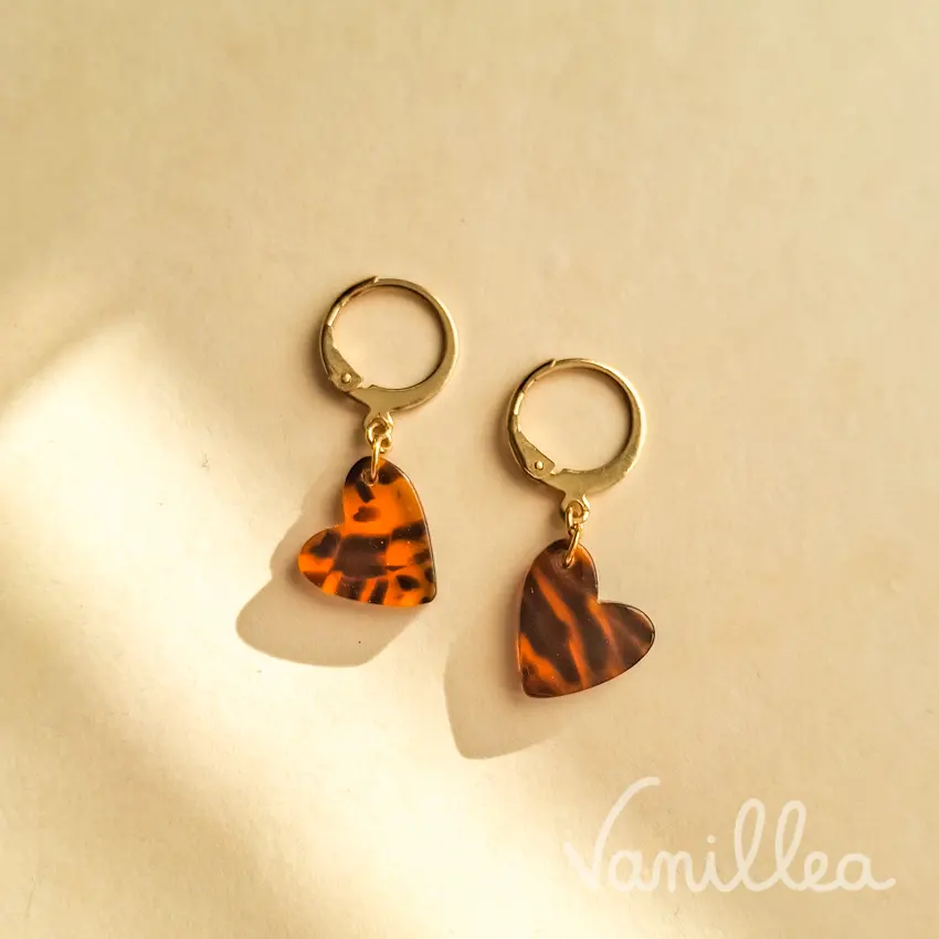 boucles coeur léopard camel femme