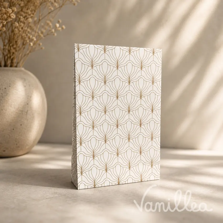 écrin bijoux minimaliste beige doré vue face