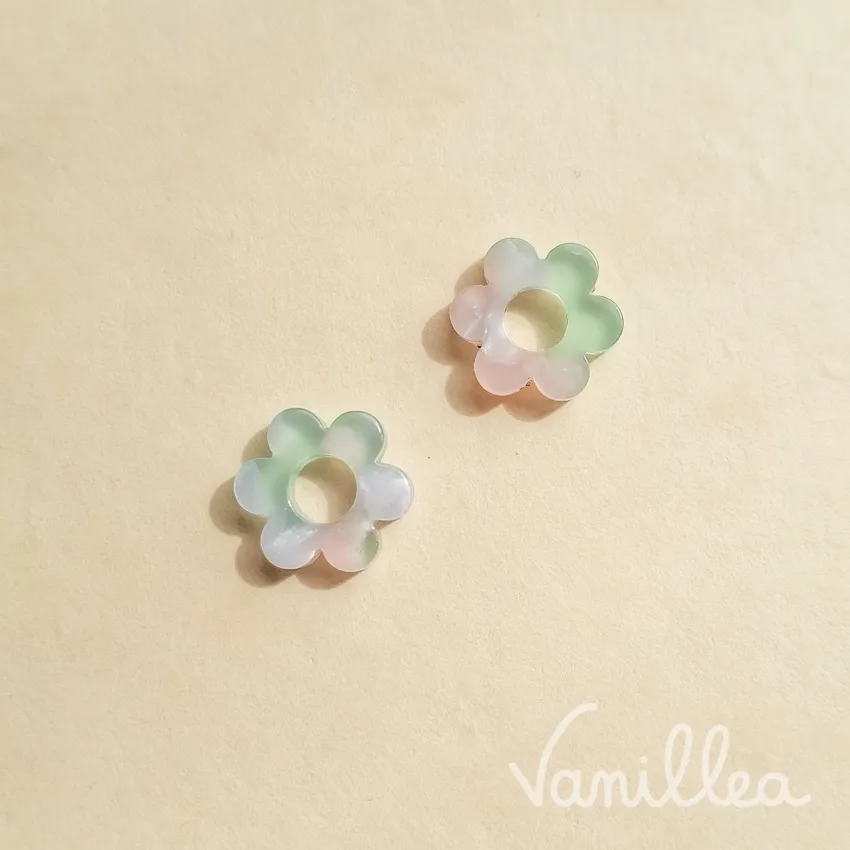 Mini pampilles fleurs rose vert