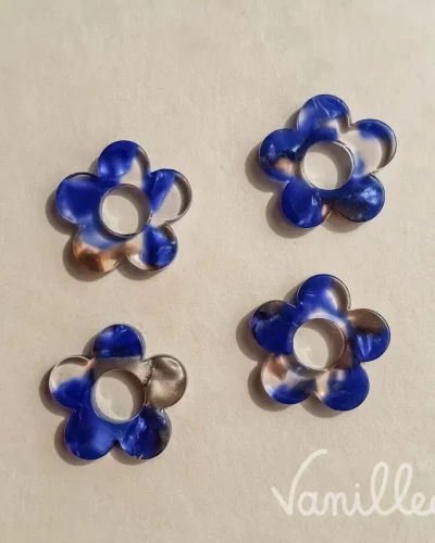 Pampille fleur bleu marron Cynthia 💙