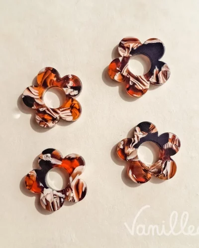Pampille fleur marron marbrée Cynthia 🤎