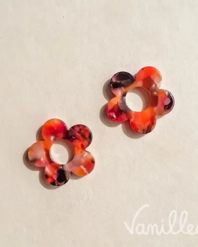 Pampille fleur orange prune Cynthia 🍊