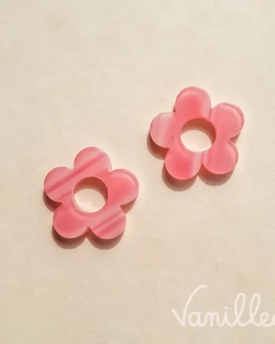 Pampille fleur rose rayée Cynthia 🌸