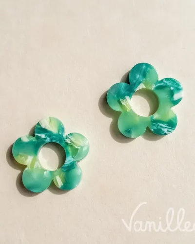 Pampille fleur vert blanc Cynthia 🌿