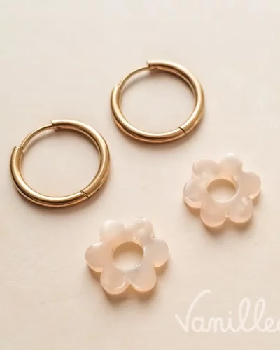 Mini pampilles fleurs beige irisé