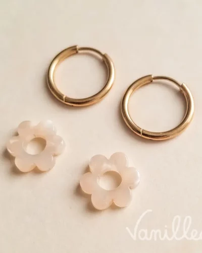 Mini pampilles fleurs beige irisé