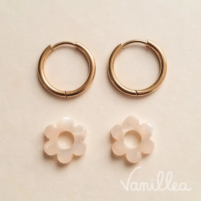 Mini pampilles fleurs beige