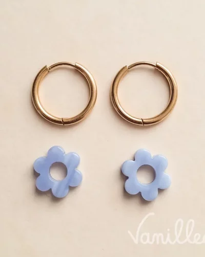 Mini pampilles fleurs bleu glace