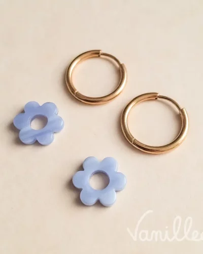 Mini pampilles fleurs bleu glace