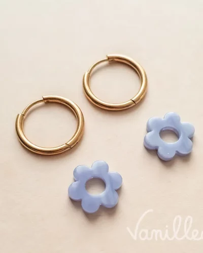 Mini pampilles fleurs bleu glace