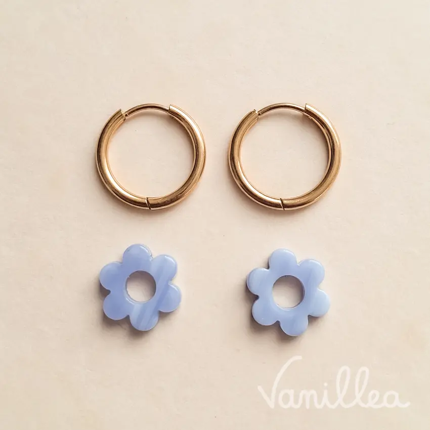 Mini pampilles fleurs bleu pastel