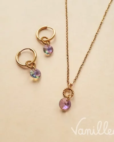 Parure dorée ADÉ cristal violet ✨