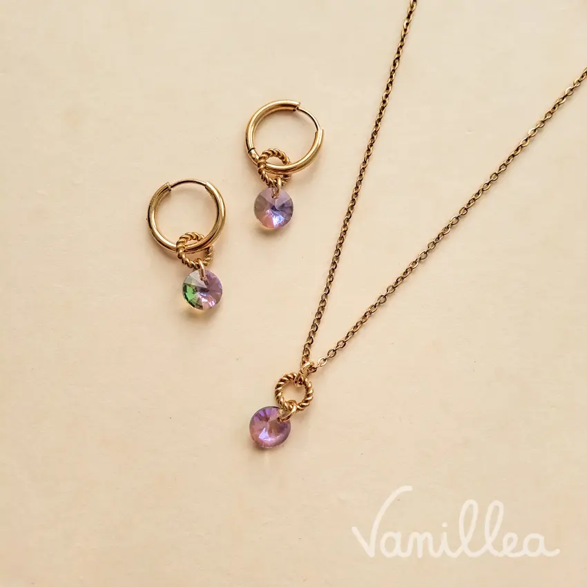 Parure dorée ADÉ cristal violet ✨ – Image 4