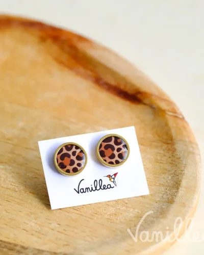 Créoles léopard dorées camel | Motif Kruger ✨