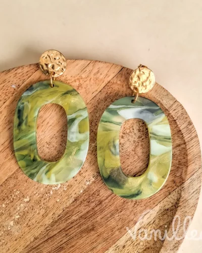 Boucles ovales vert marbré 🌿 | PRIMAVERA