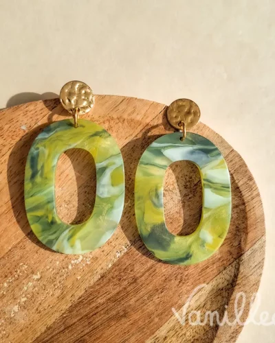 Boucles ovales vert marbré 🌿 | PRIMAVERA
