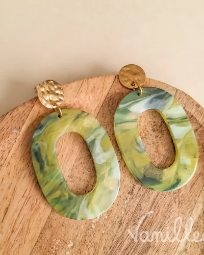 Boucles ovales vert marbré 🌿 | PRIMAVERA