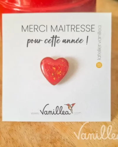 Bijou cœur rouge pailleté maîtresse ❤️