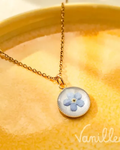 🌸 Collier Myosotis 12 mm – Fleur naturelle