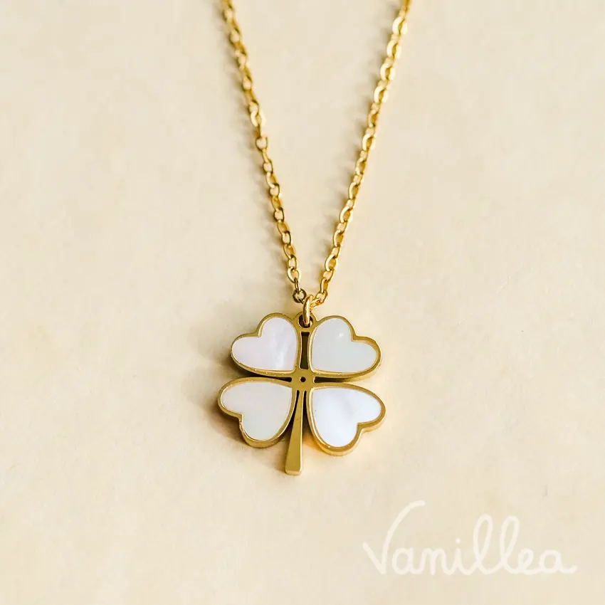 Collier trèfle en nacre en acier inoxydable