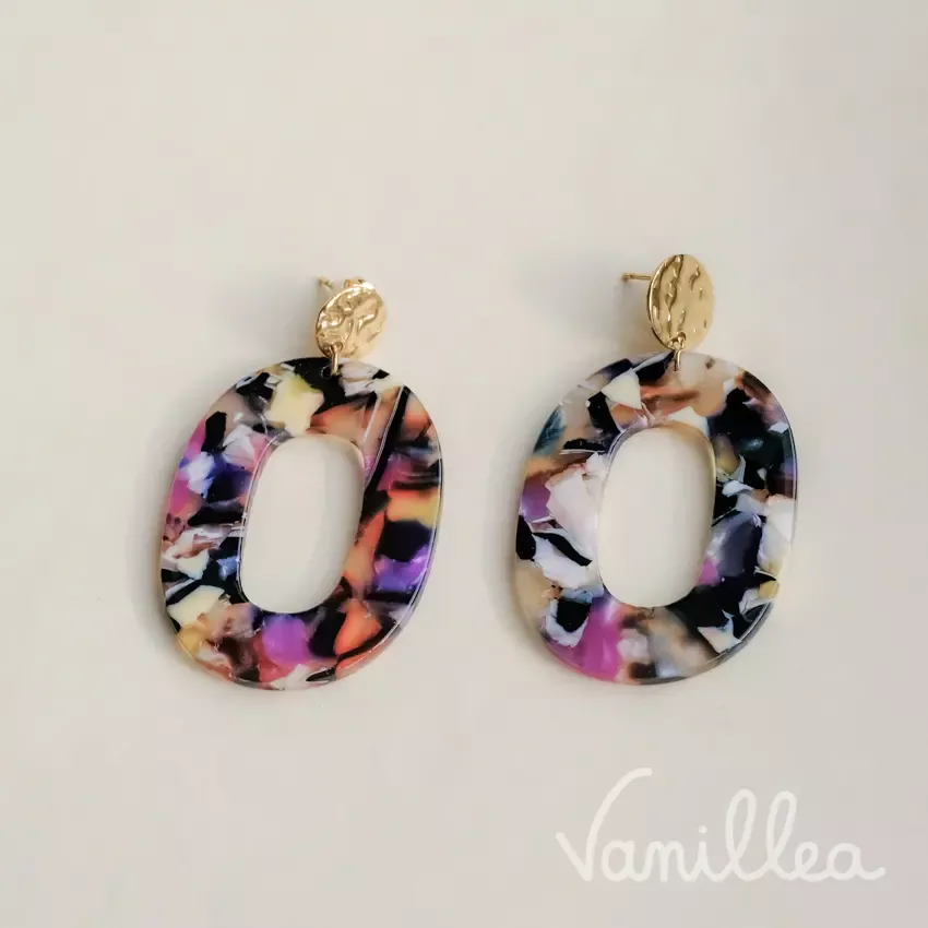 Boucles ovale légères multicolores en acier inoxydable