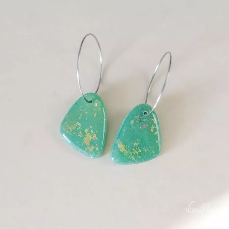 Boucles d'oreilles pendantes couleur jade