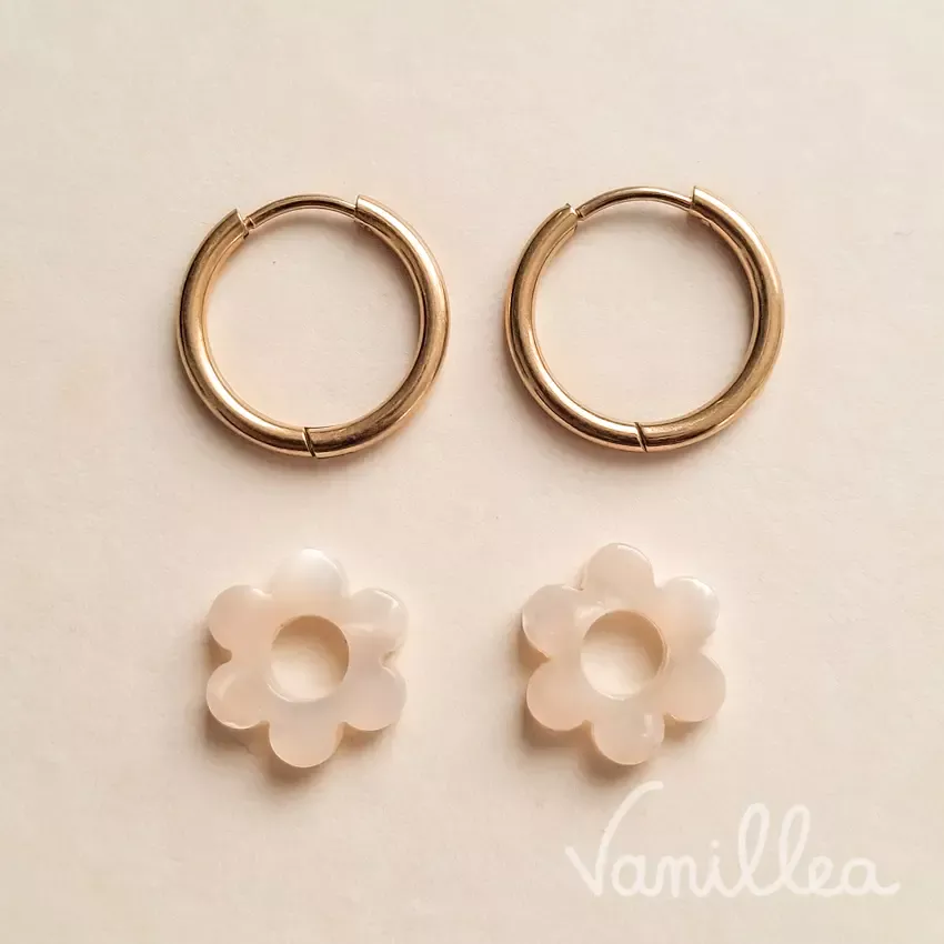 Mini pampilles fleurs beige