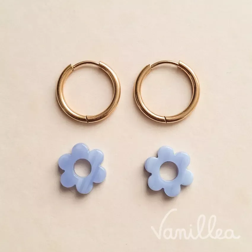 Mini pampilles fleurs bleu pastel