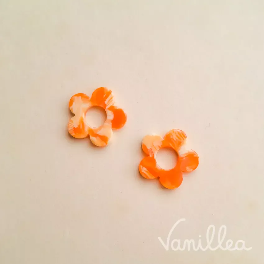 Pampilles fleur résine orange
