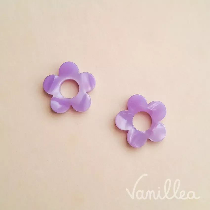 Pampilles fleur résine violette